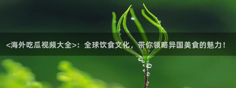 51吃瓜热门吃瓜：<海外吃瓜视频大全>：全球饮食文化，带你领略异国美食的魅力！